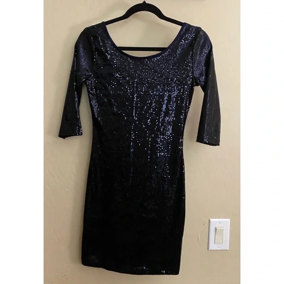 2B Bebe Dresses | 2B Bebe Long Sleeved Sequined Navy Blue Dress. | Color: Blue | Size: S | Aristobratb's Closet